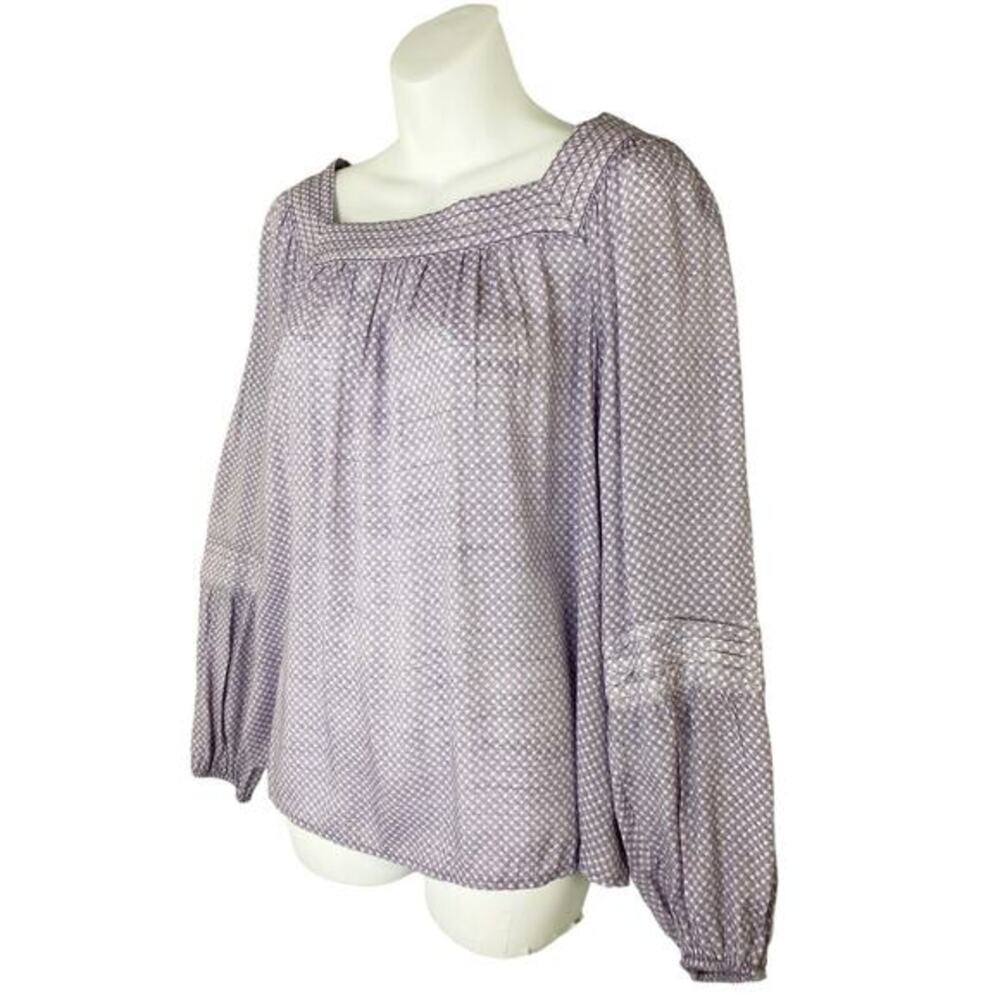 Lauren Conrad Shirt Womens Medium‎ Purple Peasant Bishop Sleeve Square Neck Top